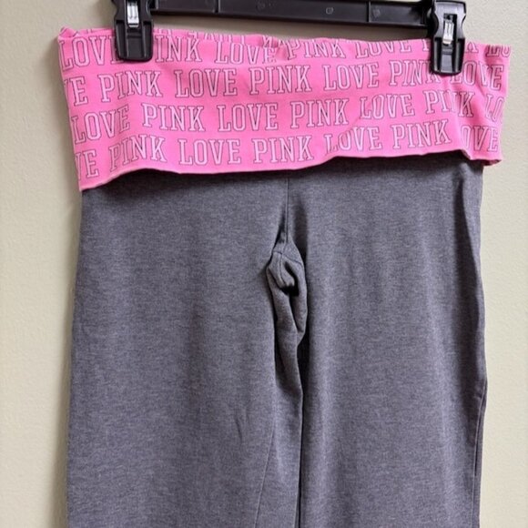 Victorias Secret LOVE PINK Flare Foldover Yoga Pants Y2K Size M Bling Spellout - Picture 3 of 12